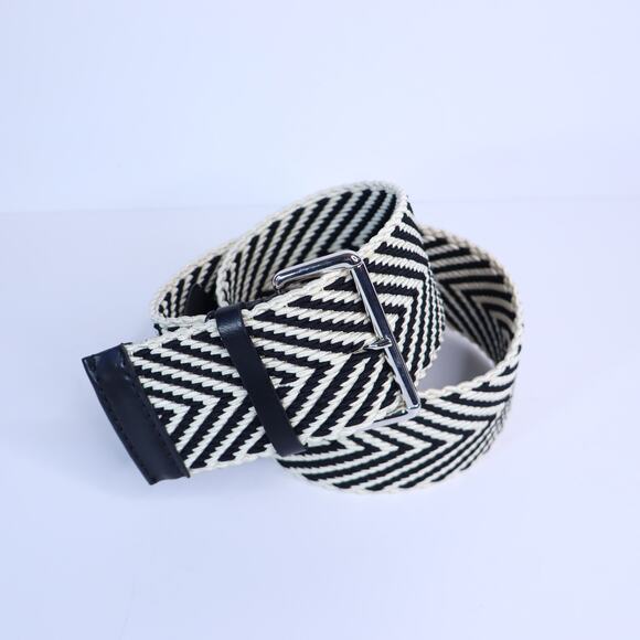IRO Chevron Woven Waist Belt Neutrals Black Women's 85cm
